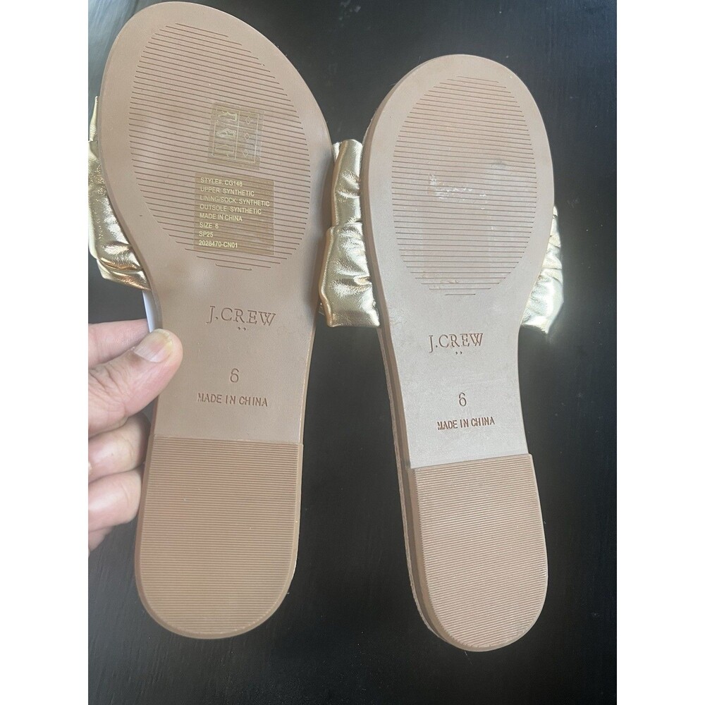 NWT J.CREW Women's Bow flip-flops  Sunkissed Gold Size 6M - Picture 4 of 4